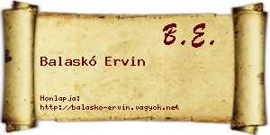 Balaskó Ervin névjegykártya