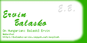 ervin balasko business card