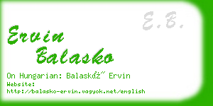 ervin balasko business card